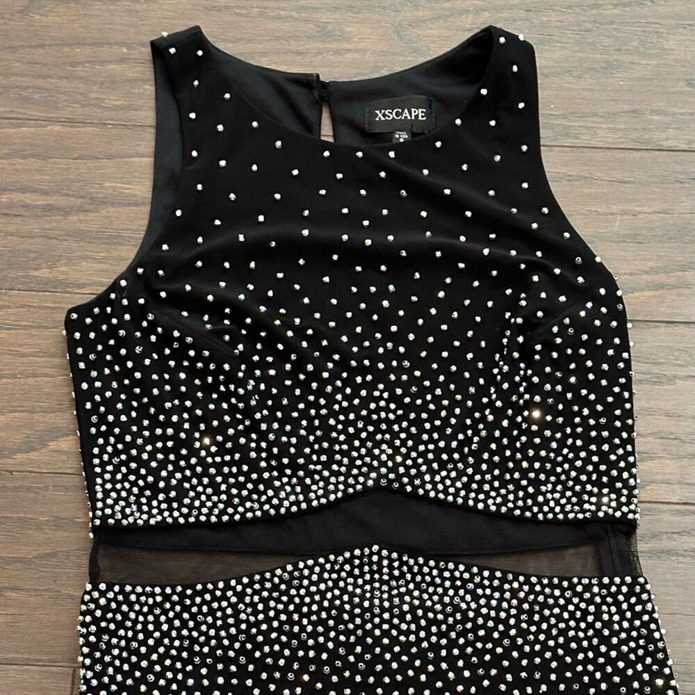 Xscape Black Long Formal Dress with Silver Beads Size 8 See Description - Picture 3 of 10